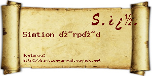 Simtion Árpád névjegykártya